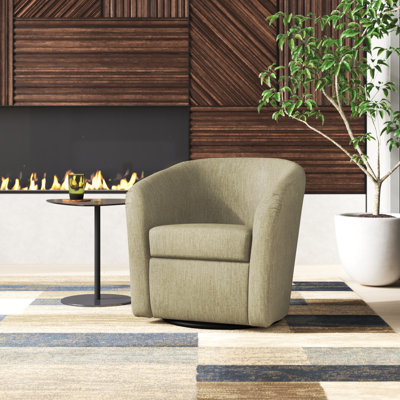 Anrea 30.5" W Polyester Swivel Barrel Chair
