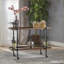 Chariot-bar industriel moderne avec 2 tablettes Porte-bouteilles | Bois, brun noyer-1233542797