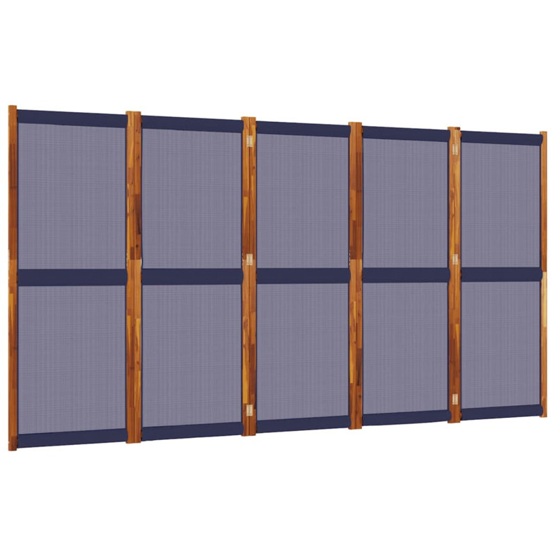 Metts 457.2cm H Solid Wood Folding Room Divider, Dark Blue, 5, 180cm H x 350cm W