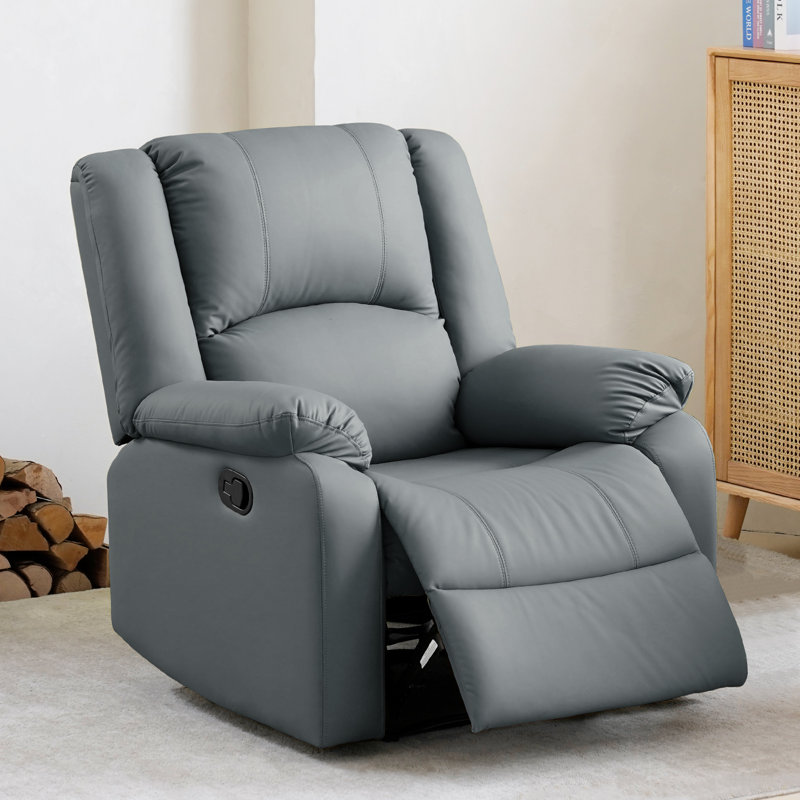 Fauteuil inclinable manuel en similicuir Hayesville, Gris clair