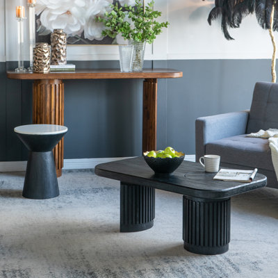 Table basse en bois avec plateau de table découpé - 40 po x 24 po x 16 po - Noir