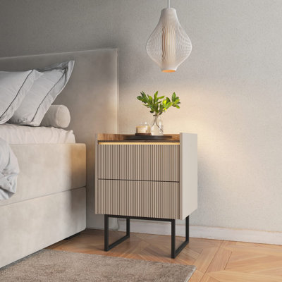 Stylish Sand Beige & Oak Allateef 9 Cabinet 52cm - Functional Storage, Modern Design