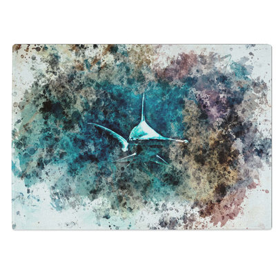 Glass Hammerhead Shark in Abstract Chopping Board