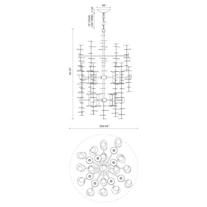 Yukari 16 - Light Chandelier, Polished Brass