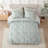-Piece Full Bedding Sets, Green Polyester Modern Comforter and Sheets