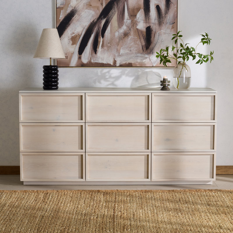 Commode 9 tiroirs Hudson, Gris clair