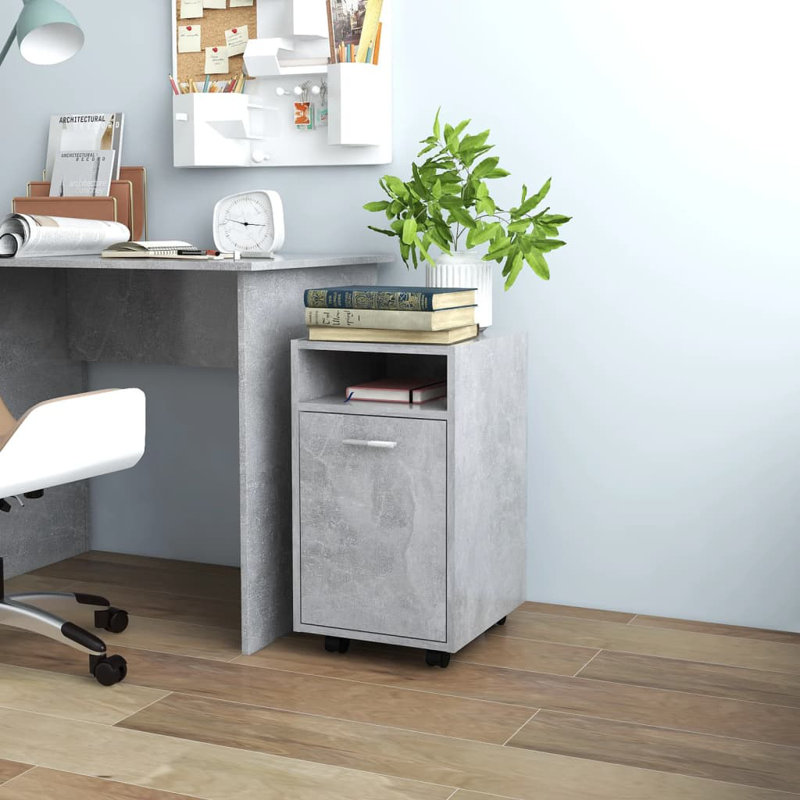 Makenzlie 33cm Wide File Cabinet, Concrete Grey