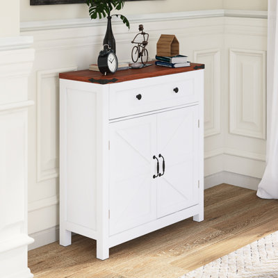 30" W Wood Farmhouse Storage Cabinet With Adjustable Shelf