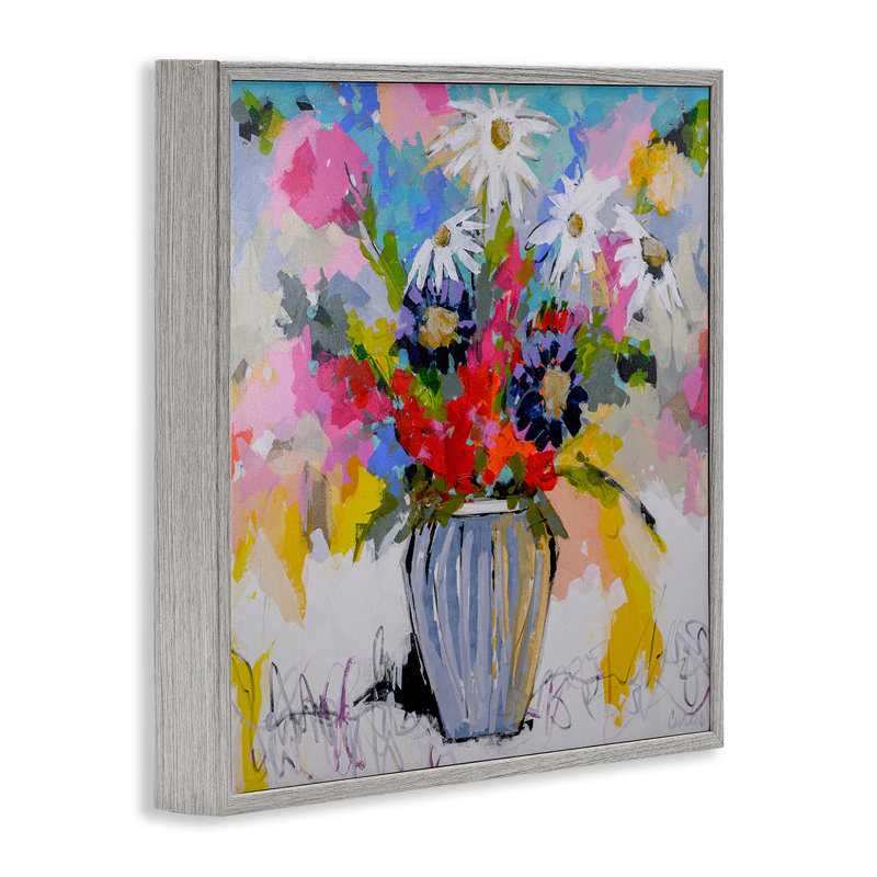 Giclée encadrée de fleurs lumineuses, design par Joan Curtis, Estampe numérique Farmhouse, H 12 po x l 12 po