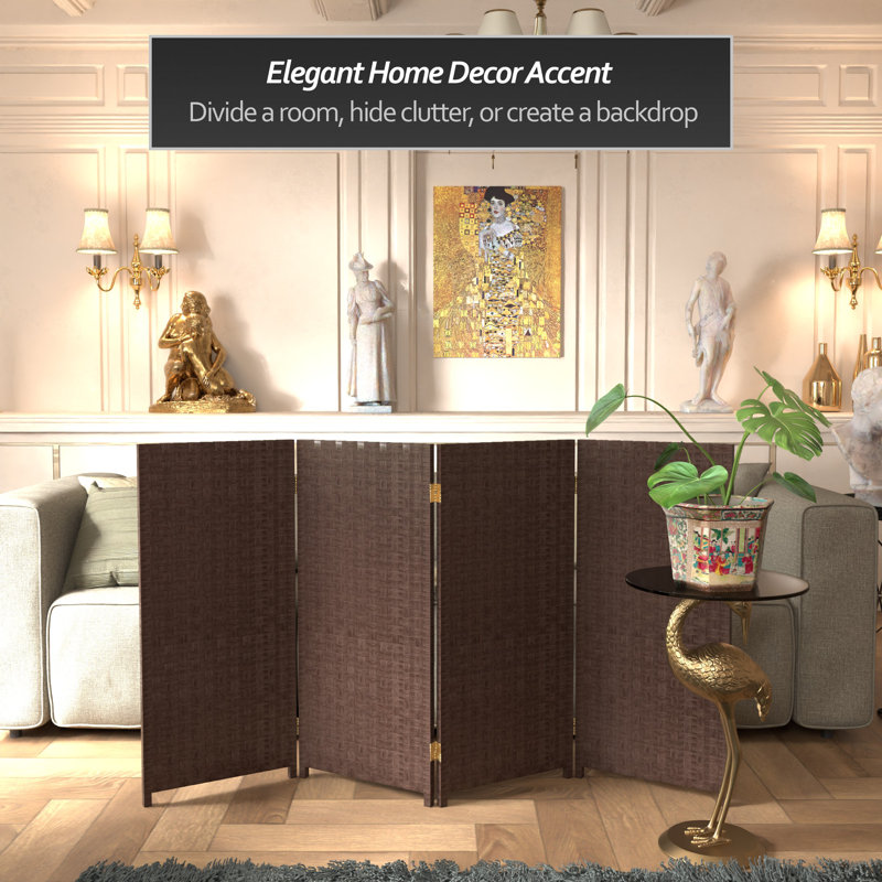 3 Ft. Tall Woven Fiber Room Divider, 4, Dark Mocha