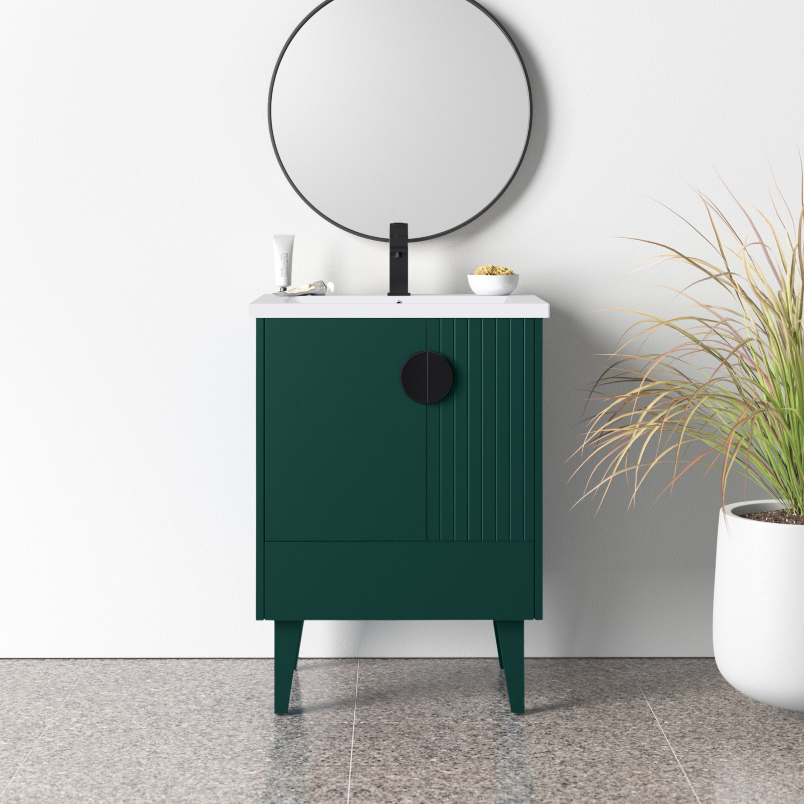 Saimah 24'' Single Bathroom Vanity, Black, Green