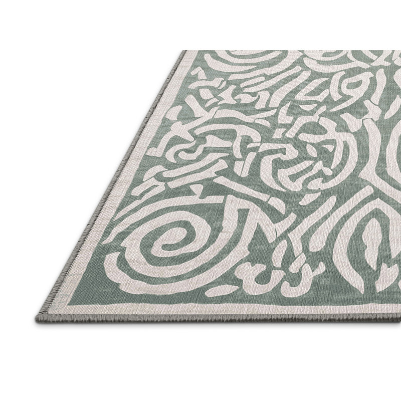 Machine Washable Gray Area Rug, Square 6'