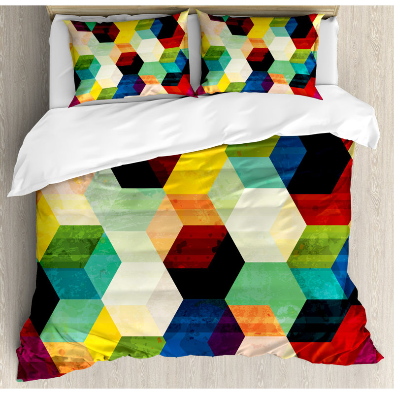 Modern & Contemporary Polyester Geometric Shapes Duvet Cover, King