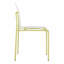 Ensemble de 4 chaises à blocs de couleur modernes et rayées - siège en PP imperméable et pieds en métal robustes, ensemble de salle à manger intérieur / extérieur pour patio, balcon, café (blanc et jaune)