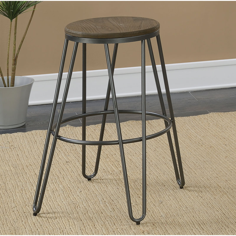 Tabouret de comptoir rond 26 po Gilland, Gris foncé