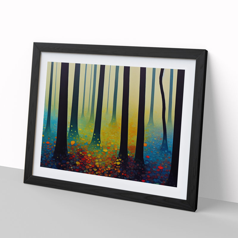 Summer Forest Painted Vol.3 - Single Picture Frame Painting, 46cm H x 64cm W x 2cm D, Black Framed