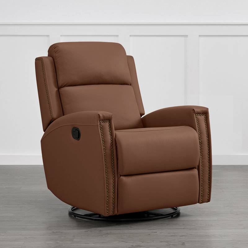 Fauteuil inclinable et oscillant pivotant manuel Shamelia, Similicuir brun