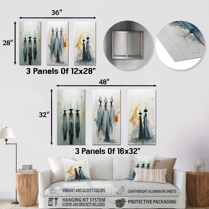 Minimalism Witches - Witches Metal Wall Art Prints Set Of 3, 32" H x 48" W