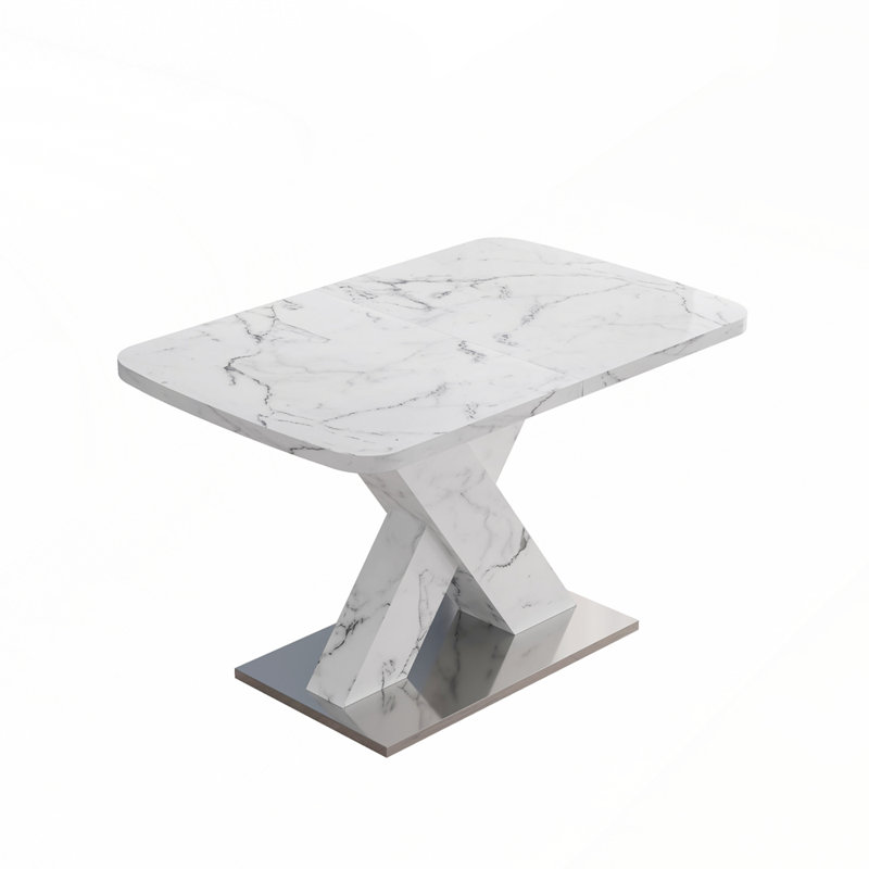 Expandable Square Dining Table with Metal Base Easy Assembly and High Load Capacity