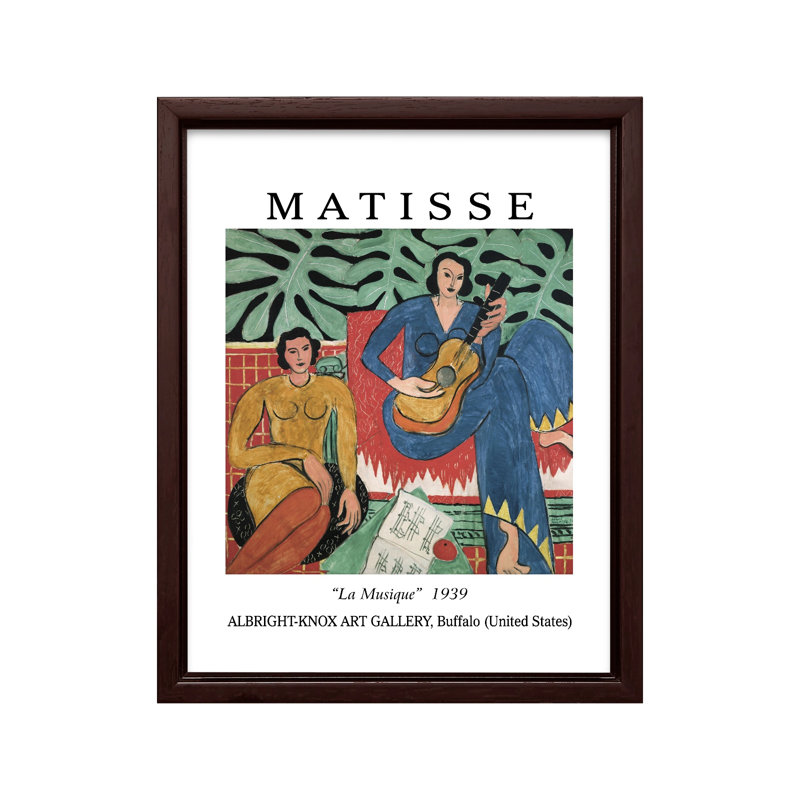 Henri Matisse - La Musique, Canevas, H 08 po x l 10 po, Encadrement brun