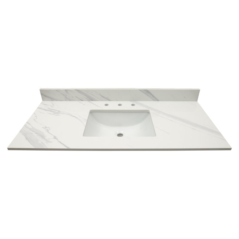 49 in. W x 22 in. D Bathroom Vanity Top With Single Sink, Calacatta Lumas