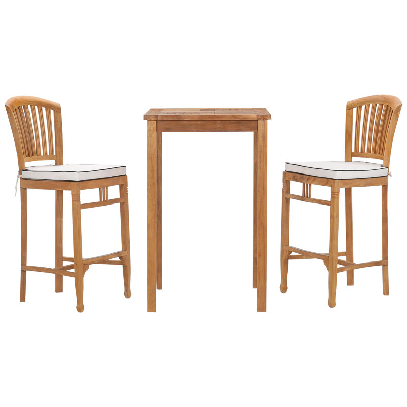 2 - Person Teak Wood Patio Dining Set with Square Table , Cushions Included
