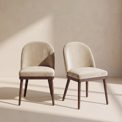 Wide Upholstered Solid Wood Dining Chairs