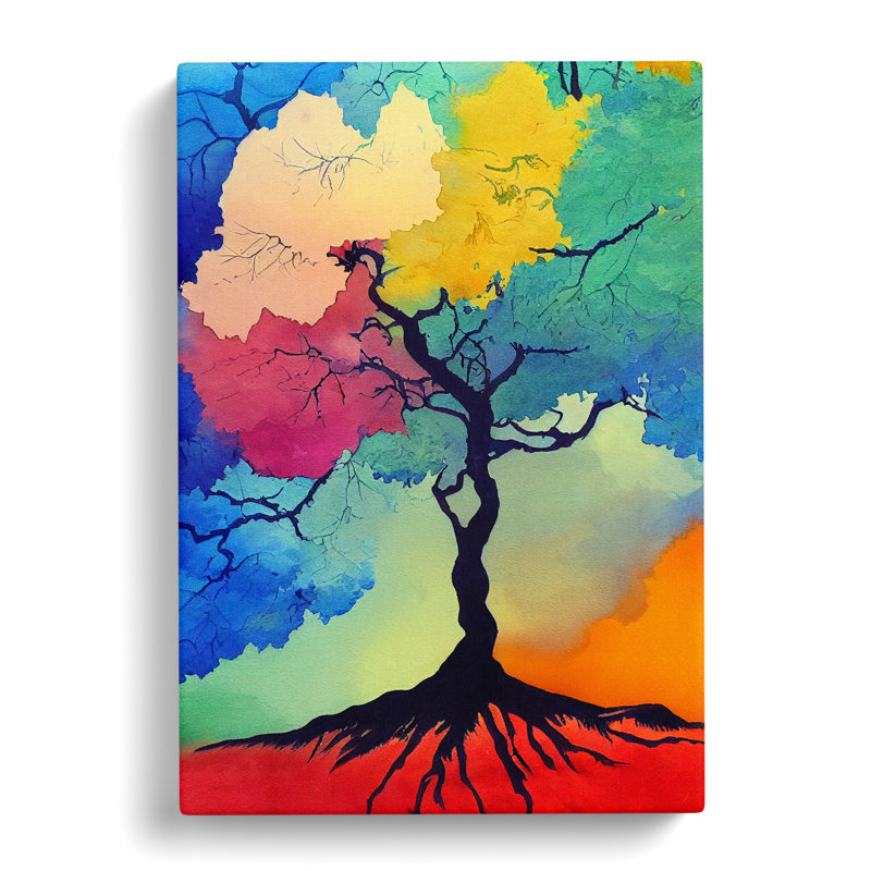 A Painted Tree No.4 - Wrapped Canvas Print, 50cm H x 35cm W x 3cm D