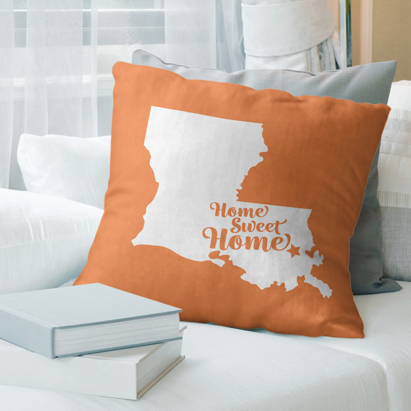 Coussin décoratif home, Nouvelle-Orléans, 18 po x 18 po, Orange