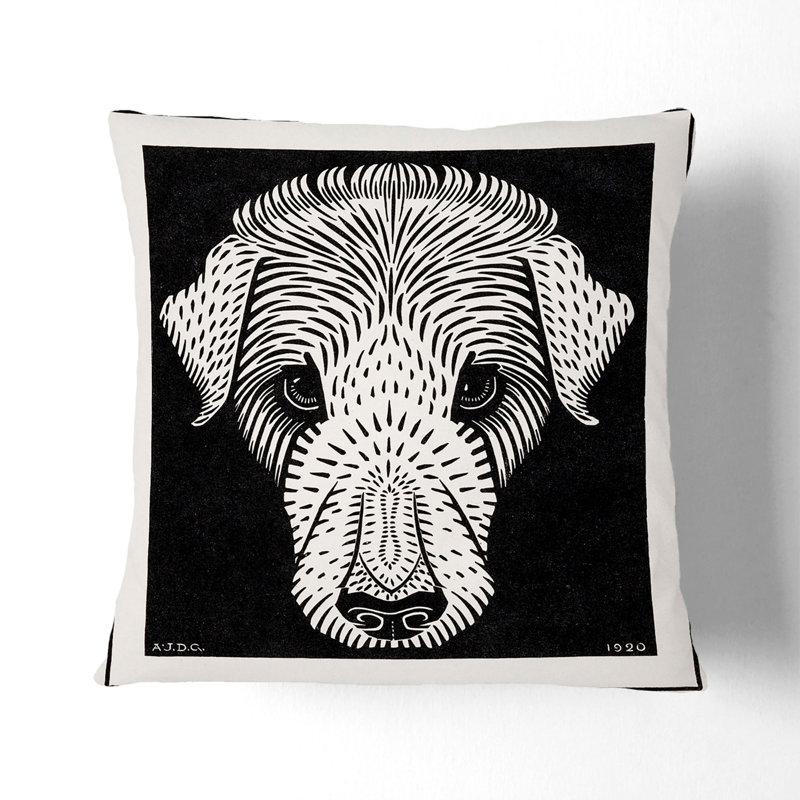Dogs Head Scatter Cushion, 40cm H x 40cm W x 15cm D