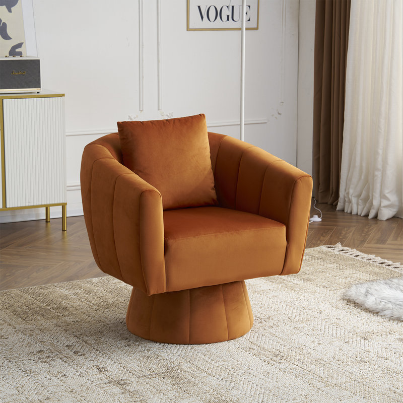 Velvet Swivel Chair, Orange Velvet