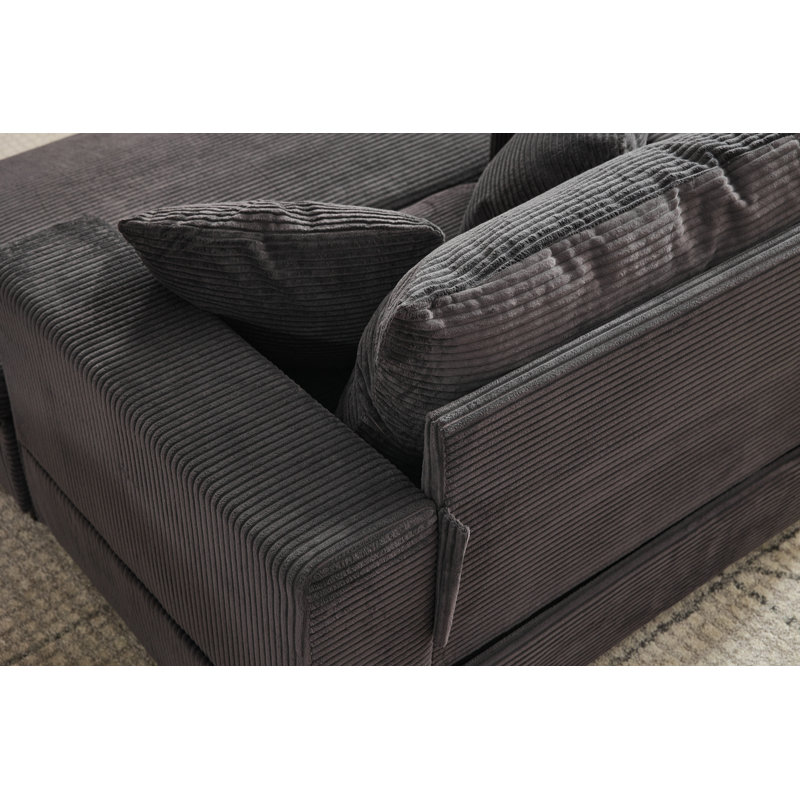 Chaise longue d'intérieur avec repose-pieds et coussins amovibles, Gris foncé