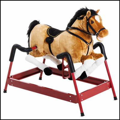 Durable Plush Toddlers Spring Rocking Horse, Bouncing Rocker Toy with Realistic Sounds for Fun and Development