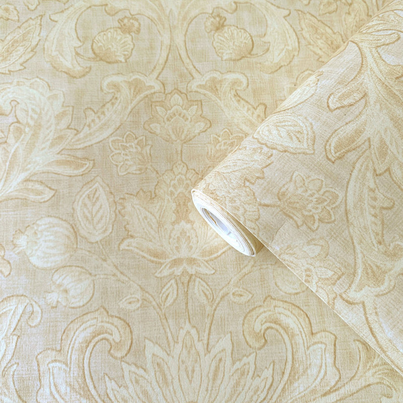 Elegance Collection Damask Sheen Finish Wallpaper Roll, Beige