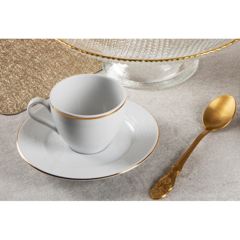 Set Of 4 Coffee Cups With Saucers Gold