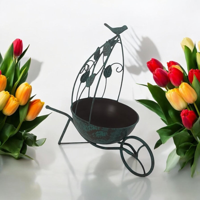 Stylish Meiko Metal Planter – Durable Rustic Flower Planter for Indoor, Outdoor, and Garden Display, Green
