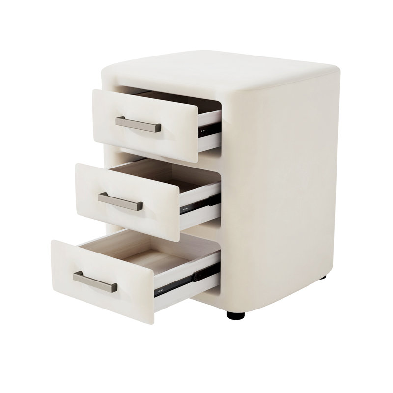 Table de chevet chic en velours avec plusieurs tiroirs pour la chambre à coucher et le salon