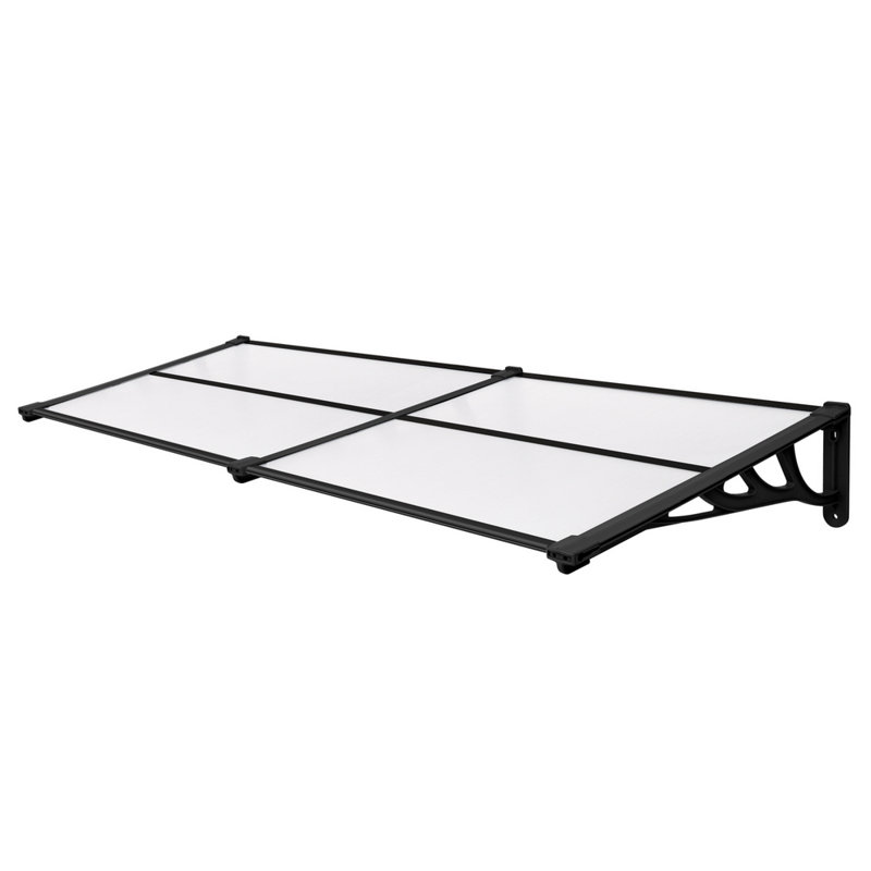 Dakota Fields 2cm W x 0.9cm D Plastic Clear Cover Retractable Door / Window Awning, Black