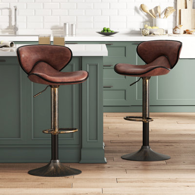 Annilee Swivel Upholstered Adjustable Height Bar Stool