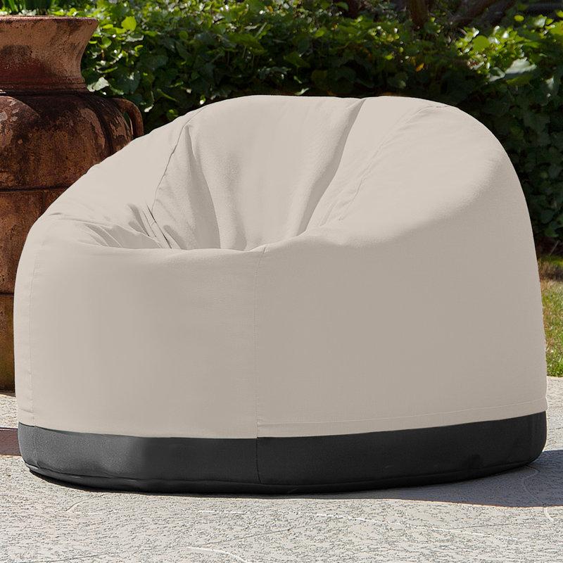 Palmetto Large Round Outdoor Bean Bag Club Chair, Sunbrella Pearl