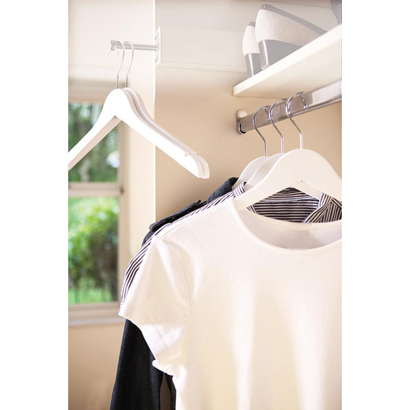 Wood Standard Hanger for Dress/Shirt/Sweater, White/Chrome, 50