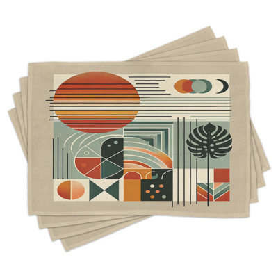 Polyester Cinnamon Pale Sage Green Rectangle Placemat