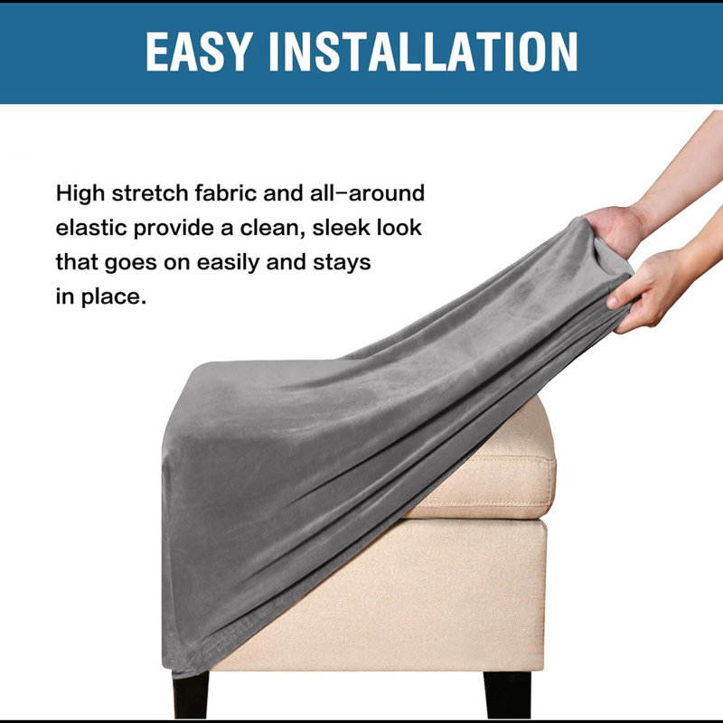 Square Ottoman Covers Ottoman Slipcover Square Footstool Protector Covers Storage Stool Ottoman Covers Stretch With Elastic Bottom, Feature Real Velvet Plush Fabric