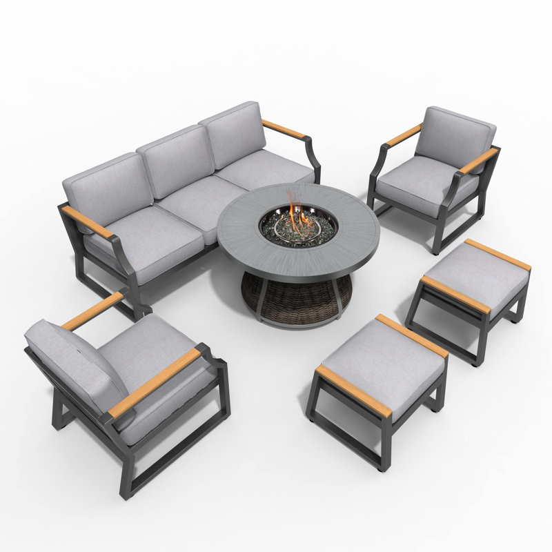 Ensemble de conversation pour 7 personnes Pastrana, Noir / brun clair