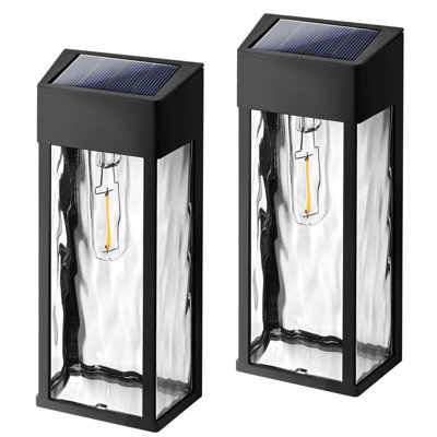 Solar Outdoor Black Wall Light with LED Bulb,Weather-Resistant & Dusk to Dawn, Easy Mounting for Porch, Garage & Garden