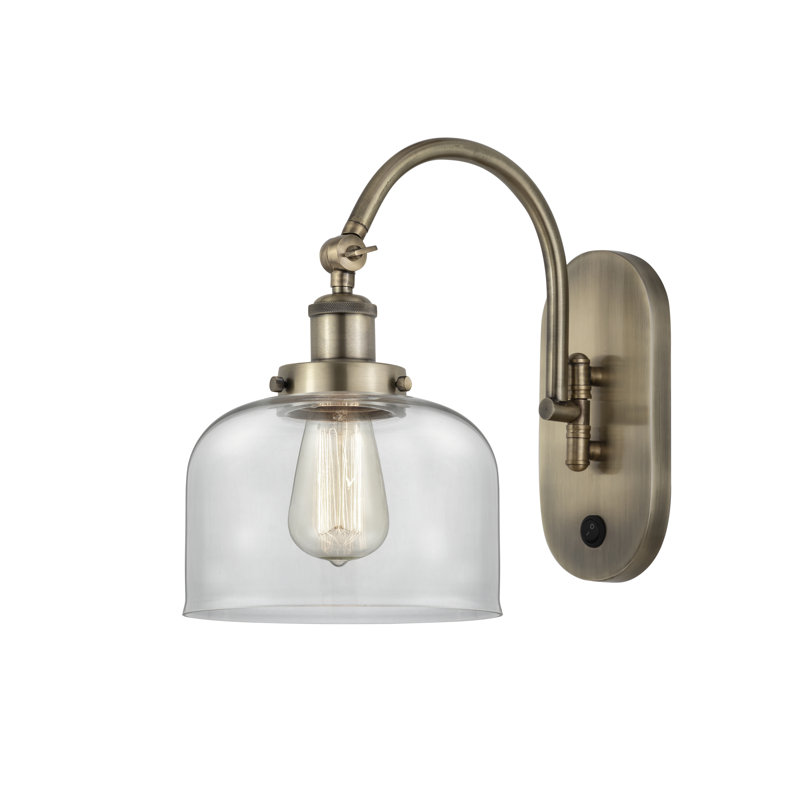 Shauna Steel;Cast Brass Swing Arm Sconce, Antique Brass, Clear, Incandescent