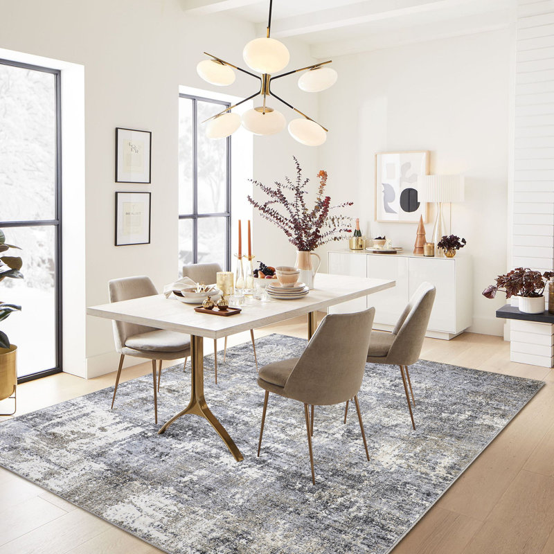 Sarah Machine Washable Abstract Area Rug with Non-Slip Backing, Rectangle 5' x 7'