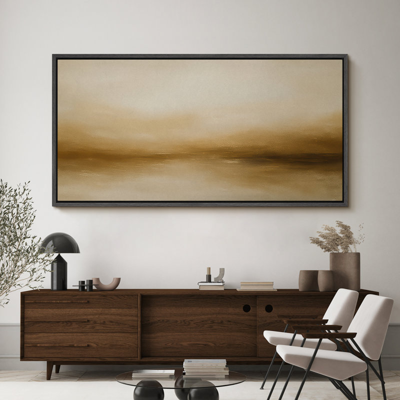 Grande impression sur toile encadrée, impression de paysage abstrait neutre pour décoration murale moderne minimaliste, Noir