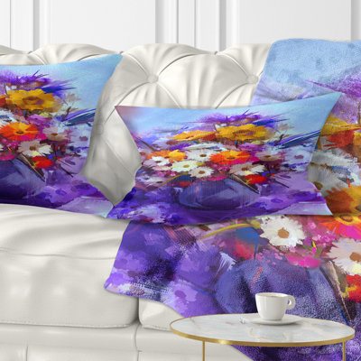 Coussin lombaire en aquarelle florale vase