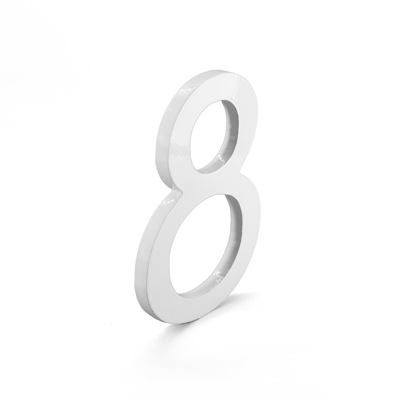 Numéro de maison à fixation flottante 12 po, Blanc, 8